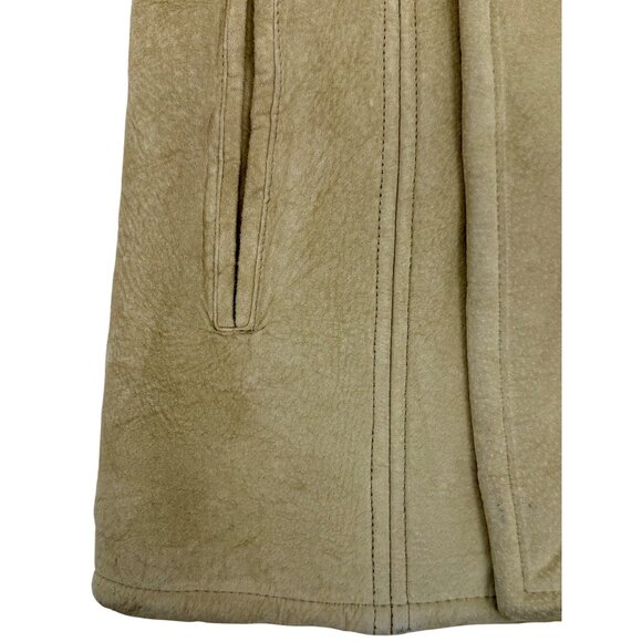 VTG Kenneth Cole Tan Suede Leather Fur Lined Penny Lane Afghan Coat | Boho Indie - Picture 14 of 16